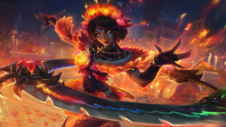 An exquisite 4K wallpaper showcasing the mystical La Ilusion Qiyana skin, featuring Qiyana, the Empress of the Elements, in a mesmerizing display of her magical powers in the enchanting world of League of Legends.