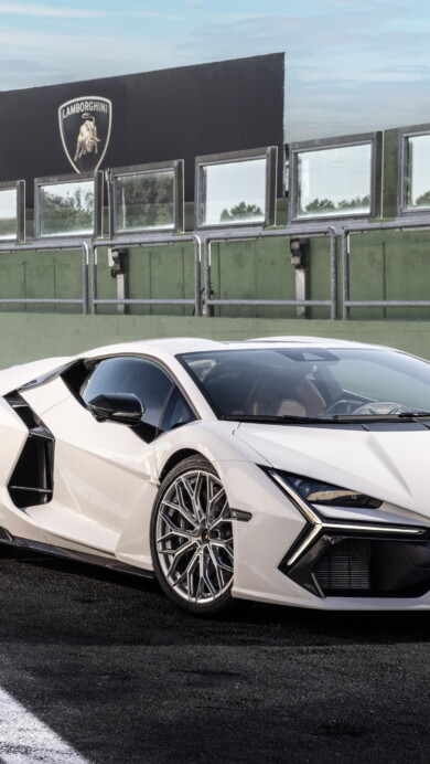 A captivating 4K wallpaper featuring the Lamborghini Revuelto super sports car. This high-resolution image showcases the luxury, design, and power of this Italian exotic automobile. Ideal for your desktop or device background.