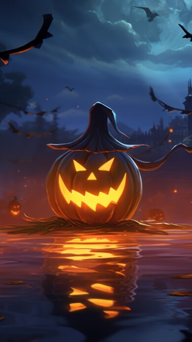 Immerse yourself in the spookiness of Halloween with this 4K wallpaper. Featuring AI-generated spooky pumpkins, this image is a perfect choice for your high-resolution desktop background during the holiday season.