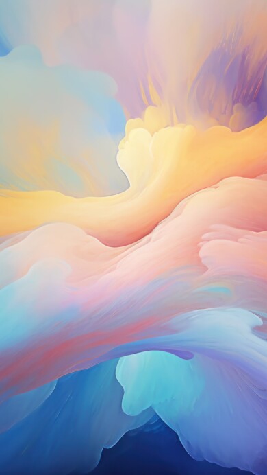 Explore an artistic display of pastel-colored clouds in this AI-generated 4K wallpaper. Perfect for high-resolution displays, it offers a visually captivating and vibrant digital art representation.