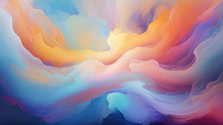 Explore an artistic display of pastel-colored clouds in this AI-generated 4K wallpaper. Perfect for high-resolution displays, it offers a visually captivating and vibrant digital art representation.