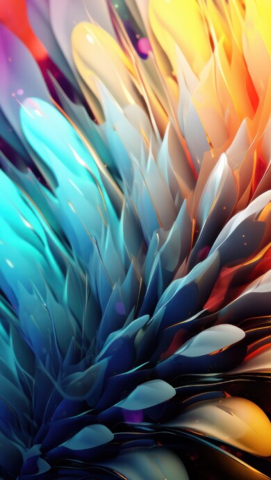 Delight in the vividness of a colorful bloom showcased in this AI-generated 4K wallpaper. With its vibrant hues and abstract floral patterns, it offers a visually stunning option for high-resolution displays.