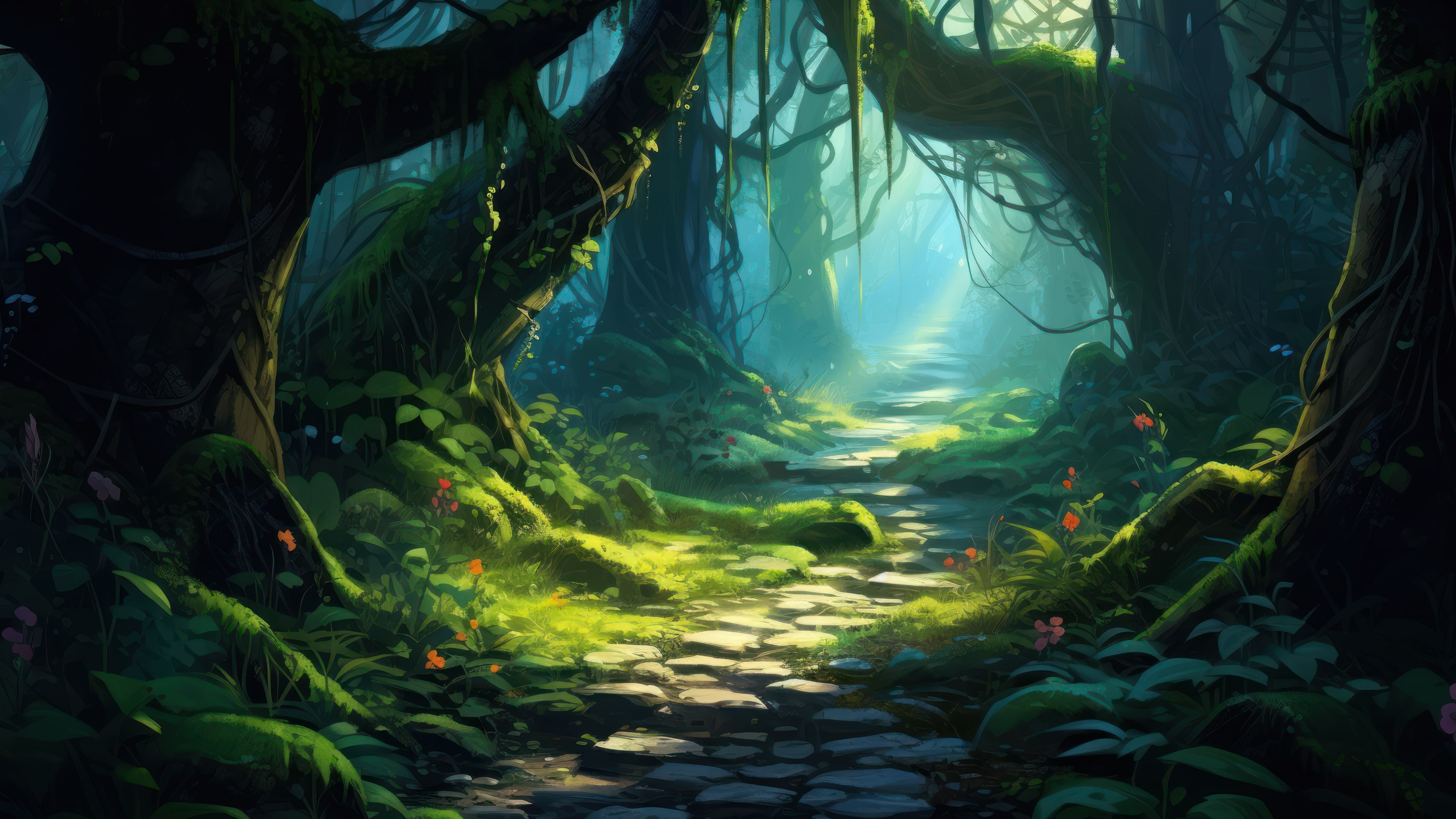 Mysterious Lush Forest AI Generated 4K Wallpaper - Elevate Your Screen ...