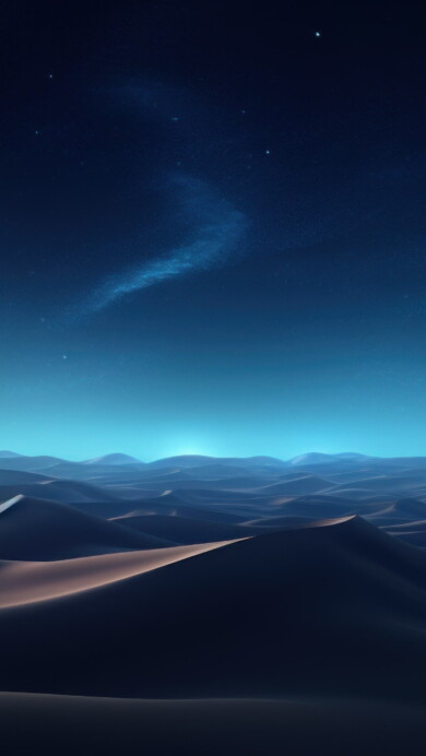 Dive into a surreal landscape with this AI-generated 4K wallpaper featuring deep blue-hued sand dunes. Perfect for high-resolution displays, it offers a unique and captivating visual experience.