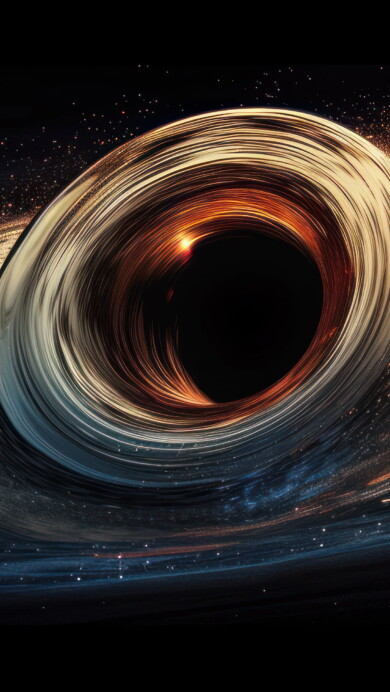 A mesmerizing 4K wallpaper unfolds a cosmic spectacle as a captivating black hole swirls within an abyss of darkness. This AI-generated masterpiece combines surreal elements with intricate details, creating a dark and mysterious ambiance suitable for both desktop and mobile wallpapers.