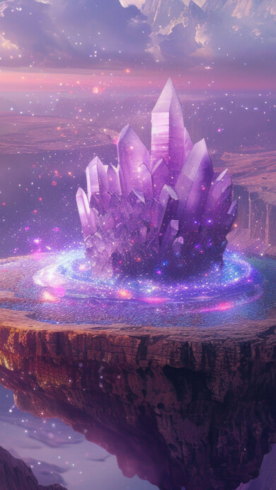 Elevate your screen with the enchanting beauty of this AI-generated 4K wallpaper, featuring an ethereal levitating purple rock. Perfect for high-resolution displays, the digital art composition adds a touch of mystique, creating a visually captivating and otherworldly experience for your device.