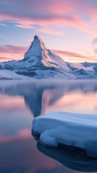 Experience the chilling beauty of this AI-generated 4K wallpaper showcasing frozen chunks of iceberg. Perfect for high-resolution displays, the digital art composition captures the icy essence, creating a visually captivating and serene atmosphere for your screen.