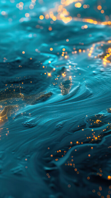 A mesmerizing 4K wallpaper featuring an AI-generated depiction of a glistening sea, where vibrant waves dance beneath the surface. The digital art captures the essence of an underwater world, making it an ideal choice for your desktop or mobile wallpaper.