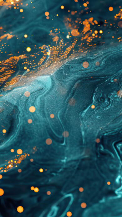 A mesmerizing 4K wallpaper features golden sparks dancing on the surface of serene ocean waves in this AI-generated masterpiece. The intricate play of light and water creates a captivating seascape, making it an ideal choice for your desktop or mobile wallpaper.