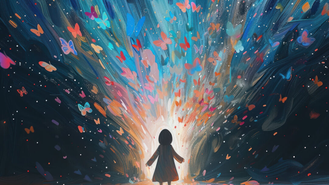 Step into a world of wonder with this AI-generated 4K wallpaper featuring a little girl surrounded by a fluttering array of butterflies. Perfect for high-resolution displays, it offers an enchanting and vibrant digital art composition, capturing the innocence and magic of childhood in a visually captivating scene.
