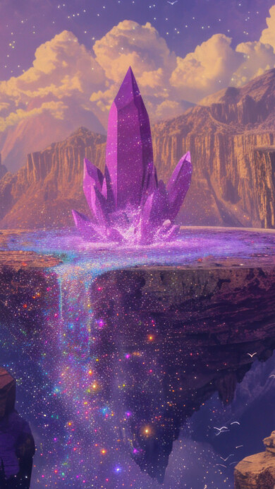 Elevate your screen with the enchantment of this AI-generated 4K wallpaper, showcasing a magical levitating purple rock. Perfect for high-resolution displays, the digital art composition adds a touch of mystique, creating a visually captivating and otherworldly experience for your device.