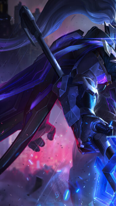 A mesmerizing 4K wallpaper showcasing the futuristic prowess of the Project Jax skin in League of Legends. Jax, the Grandmaster at Arms, stands in a powerful stance, adorned in high-tech armor and wielding a glowing energy weapon, evoking the essence of a cybernetic warrior within the dynamic world of League of Legends.