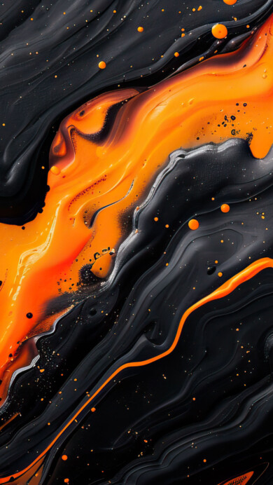 A mesmerizing 4K wallpaper featuring AI-generated abstract orange and black swirls that dance across the canvas, creating a vibrant and captivating visual spectacle. The intricate patterns and high-resolution details make this artwork perfect for both desktop and mobile backgrounds, adding a touch of artistic flair to your digital space.