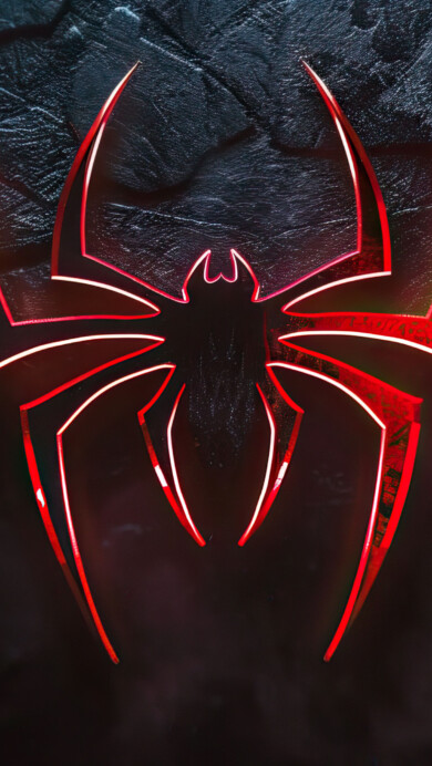 A minimalist 4K wallpaper featuring a dark aesthetic spider icon, symbolizing mystery and intrigue. Set against a black backdrop, the spider icon exudes an eerie yet captivating allure, perfect for those with a taste for the gothic.