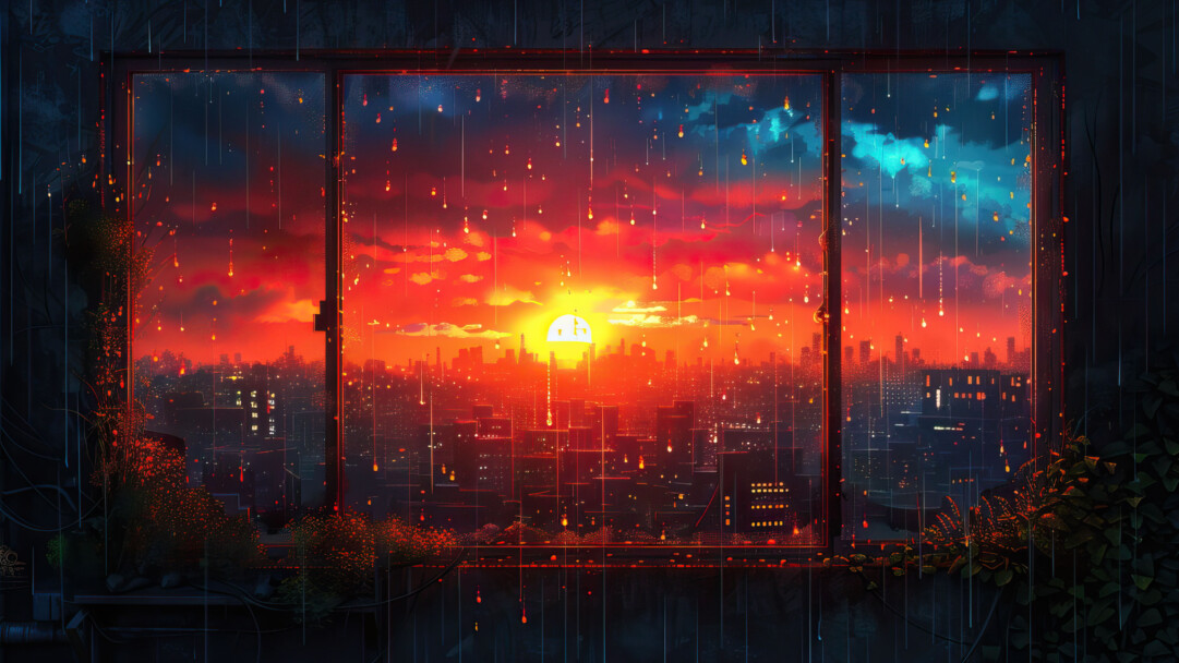 A breathtaking 4K PC wallpaper captures the essence of a dramatic city sunset, painting the urban skyline in warm hues of orange and gold against a twilight sky. The silhouette of the cityscape stands against the radiant glow of the setting sun, creating a captivating scene perfect for adorning your desktop background.