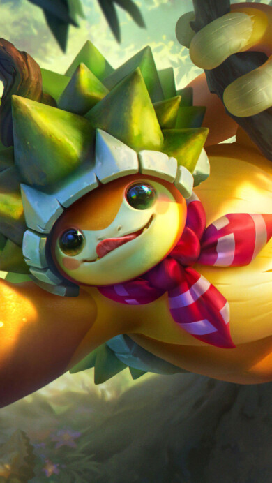 A mesmerizing 4K wallpaper showcasing the formidable Durian Defender Rammus skin from League of Legends. Rammus, the Armordillo, stands resilient amidst a tropical paradise, clad in his unique durian armor, ready to defend with prickly determination in the vibrant world of League of Legends.