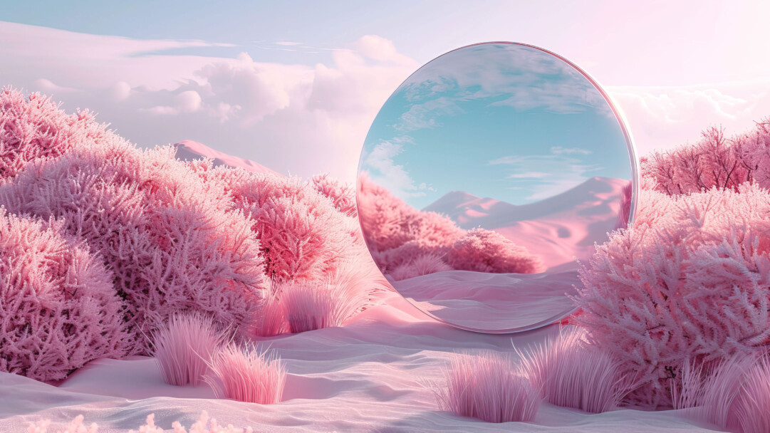 A mesmerizing 4K PC wallpaper featuring a captivating pink sandscape with a reflective surface. The tranquil landscape and high-resolution details create a serene and calming atmosphere, making it an ideal choice for your desktop background.