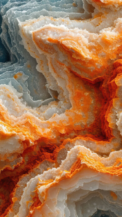 A mesmerizing 4K wallpaper showcases vivid geologic layers in an AI-generated masterpiece. The abstract and colorful composition reveals intricate details, creating a visually stunning portrayal of geological textures. Ideal for enhancing your desktop or mobile screen with vibrant and artistic flair.