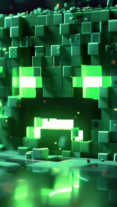 A striking 4K wallpaper featuring the iconic Minecraft Creeper, rendered in vibrant green hues against a pixelated backdrop. This pixel art masterpiece captures the essence of the popular gaming character, making it a perfect choice for enthusiasts to adorn their desktop or mobile screens.