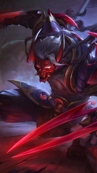 A stunning 4K wallpaper featuring the Blood Moon Zed skin from League of Legends. Zed, the Master of Shadows, is depicted in a menacing stance with his Blood Moon skin, exuding an ominous and eerie red glow amidst a dark, mystical backdrop.