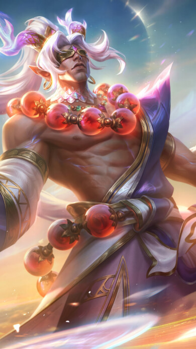 A breathtaking 4K wallpaper featuring the Divine Heavenscale Lee Sin skin from League of Legends. Lee Sin, the Blind Monk, is showcased in his divine form, adorned in celestial armor, radiating an aura of heavenly power and grace within the mystical realm of the game.