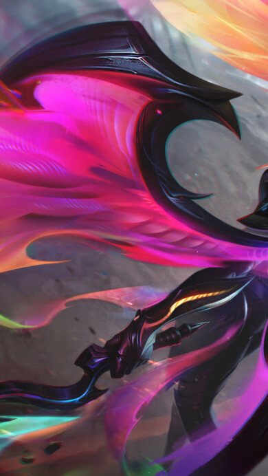 A mesmerizing 4K wallpaper showcasing the divine Empyrean Kayle skin from League of Legends. Kayle, the righteous angel, stands tall with her celestial wings unfurled, radiating an aura of divine power and grace within the vibrant world of League of Legends.