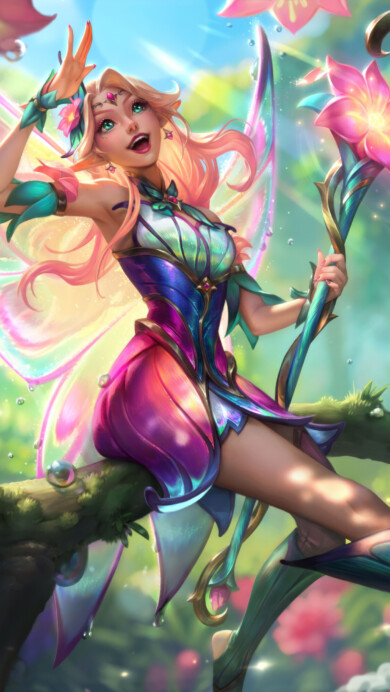 A mesmerizing 4K wallpaper presenting the ethereal beauty of the Faerie Court Lux skin in League of Legends. Lux, the radiant mage, exudes an enchanting aura amidst the lush and magical surroundings of the Faerie Court, evoking a sense of whimsy and wonder.