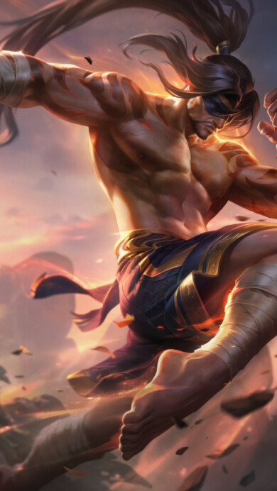 A stunning 4K wallpaper featuring the Traditional Lee Sin skin from League of Legends. Lee Sin, the Blind Monk, is portrayed in his classic martial artist attire, exuding strength and discipline within the vibrant world of League of Legends.