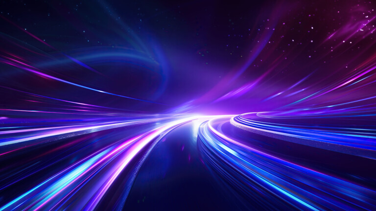 A mesmerizing 4K wallpaper featuring colorful light trails streaming through the vastness of space. This abstract and vibrant digital artwork creates a stunning cosmic scene, perfect for setting as your desktop or mobile wallpaper.