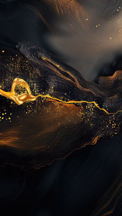 A sophisticated 4K wallpaper featuring a dark golden swirl abstract design. The intricate swirls and elegant hues create a mesmerizing visual experience, perfect for enhancing your desktop or mobile screen with artistic flair.