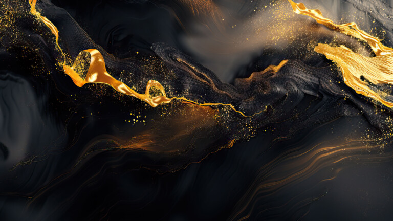 A sophisticated 4K wallpaper featuring a dark golden swirl abstract design. The intricate swirls and elegant hues create a mesmerizing visual experience, perfect for enhancing your desktop or mobile screen with artistic flair.