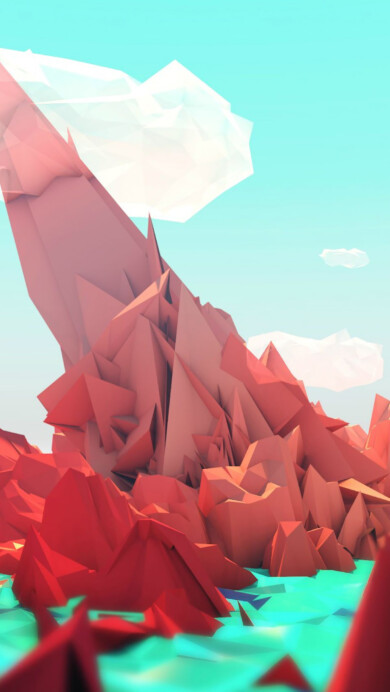 A stunning 4K wallpaper featuring an abstract polygon mountain landscape. The geometric shapes and vibrant colors create a modern and artistic interpretation of a scenic mountain view, perfect for enhancing your desktop or mobile background.