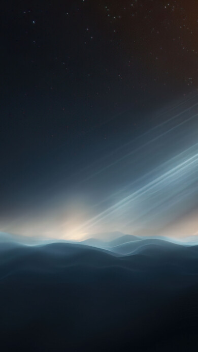 A stunning 4K wallpaper featuring a glowing horizon beneath a serene night sky filled with stars. The celestial landscape creates a dreamy and atmospheric scene, perfect for your desktop or mobile background.