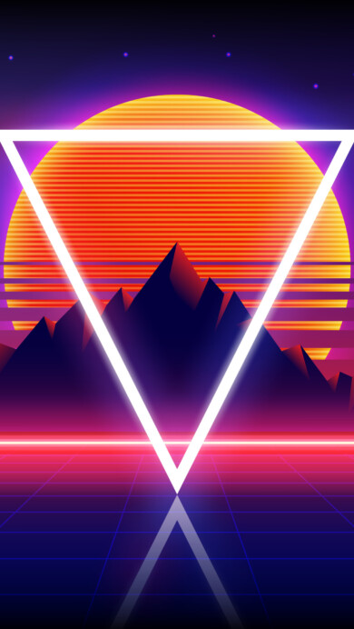 A mesmerizing 4K wallpaper featuring a retrowave synthwave abstract sunset. The vibrant neon colors and 80s aesthetic create a captivating digital art piece, perfect for setting as your desktop or mobile background.