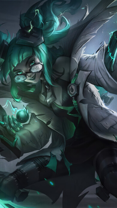 A stunning 4K wallpaper featuring the Fright Night Zeri skin from League of Legends. Zeri, the Spark of Zaun, is showcased in a spooky and electrifying form, surrounded by eerie elements that reflect the haunting atmosphere of the Fright Night theme. The wallpaper captures her dynamic energy and her bold, ghostly appearance in intricate detail.