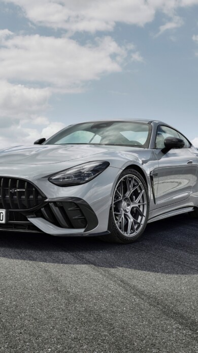 A stunning 4K wallpaper featuring the 2024 Mercedes-AMG GT 63 PRO 4MATIC+. The high-performance luxury car is showcased with sleek design lines and powerful presence, ideal for automotive enthusiasts and desktop backgrounds.