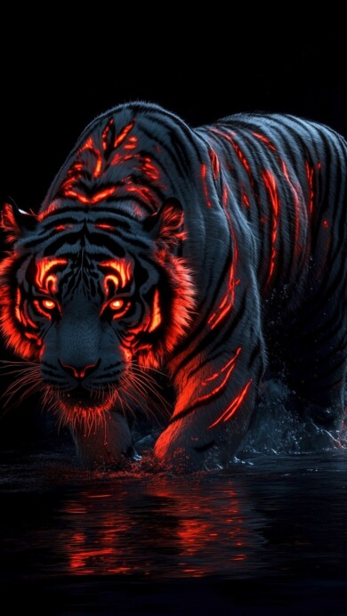 A captivating 4K wallpaper featuring a fierce and detailed tiger in vibrant colors. The stunning image showcases the tiger's intense gaze and powerful presence, perfect for enhancing any desktop or mobile background.