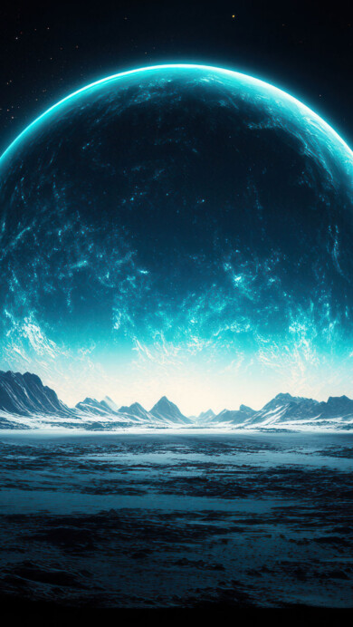 A stunning 4K wallpaper featuring a glowing blue planet set against the vastness of space. This mesmerizing AI-generated artwork captures the beauty of a distant celestial body, with radiant blue hues and cosmic details, making it a perfect background for desktop or mobile screens.